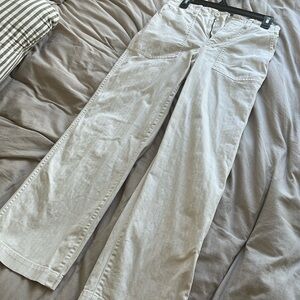 Madewell beige high wasted straight leg linen pants
